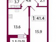 1-комнатная квартира, 41 м², 4/22 эт. Санкт-Петербург