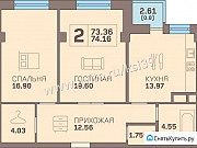 2-комнатная квартира, 74 м², 7/16 эт. Калининград