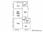 2-комнатная квартира, 74 м², 1/25 эт. Москва