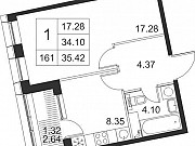 1-комнатная квартира, 35 м², 5/17 эт. Санкт-Петербург