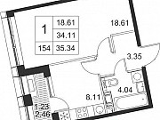 1-комнатная квартира, 35 м², 4/17 эт. Санкт-Петербург