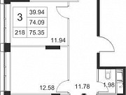 3-комнатная квартира, 75 м², 5/17 эт. Санкт-Петербург