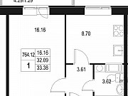 1-комнатная квартира, 33 м², 5/10 эт. Санкт-Петербург