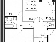 3-комнатная квартира, 81 м², 3/17 эт. Санкт-Петербург