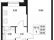 1-комнатная квартира, 35 м², 4/10 эт. Санкт-Петербург