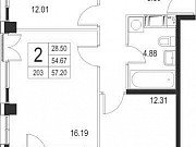 2-комнатная квартира, 57 м², 6/17 эт. Санкт-Петербург