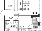 1-комнатная квартира, 34 м², 16/17 эт. Санкт-Петербург