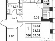 1-комнатная квартира, 35 м², 4/17 эт. Санкт-Петербург