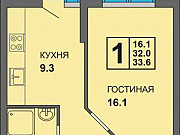 1-комнатная квартира, 33 м², 6/9 эт. Калининград