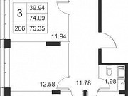 3-комнатная квартира, 75 м², 3/17 эт. Санкт-Петербург