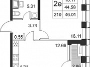 1-комнатная квартира, 46 м², 4/17 эт. Санкт-Петербург