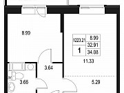 1-комнатная квартира, 34 м², 7/10 эт. Санкт-Петербург