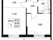 1-комнатная квартира, 34 м², 8/10 эт. Санкт-Петербург