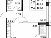 1-комнатная квартира, 46 м², 3/17 эт. Санкт-Петербург