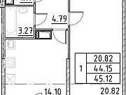 1-комнатная квартира, 47 м², 19/19 эт. Санкт-Петербург