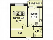1-комнатная квартира, 43 м², 3/18 эт. Краснодар