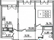 2-комнатная квартира, 77 м², 4/18 эт. Санкт-Петербург