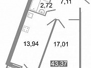 1-комнатная квартира, 43 м², 8/8 эт. Санкт-Петербург