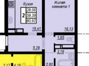 2-комнатная квартира, 60 м², 2/20 эт. Челябинск