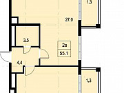 2-комнатная квартира, 55 м², 2/4 эт. Анапа