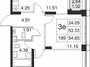 2-комнатная квартира, 54 м², 2/17 эт. Санкт-Петербург