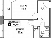 1-комнатная квартира, 34 м², 12/22 эт. Москва