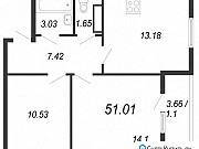 2-комнатная квартира, 51 м², 14/14 эт. Санкт-Петербург