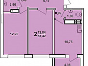 2-комнатная квартира, 51 м², 9/18 эт. Челябинск