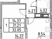 1-комнатная квартира, 32 м², 3/19 эт. Санкт-Петербург