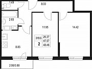 2-комнатная квартира, 47 м², 9/10 эт. Санкт-Петербург