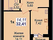 1-комнатная квартира, 32 м², 6/9 эт. Калининград