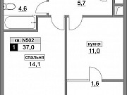 1-комнатная квартира, 37 м², 15/20 эт. Москва