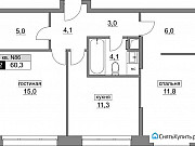 2-комнатная квартира, 60 м², 2/17 эт. Москва