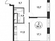 2-комнатная квартира, 56 м², 4/25 эт. Москва