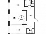 2-комнатная квартира, 58 м², 3/25 эт. Москва