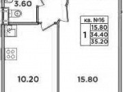 1-комнатная квартира, 36 м², 4/4 эт. Санкт-Петербург