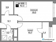 1-комнатная квартира, 42 м², 11/22 эт. Москва