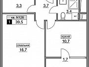 1-комнатная квартира, 39 м², 12/17 эт. Москва