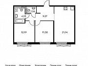 2-комнатная квартира, 60 м², 5/14 эт. Москва