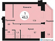 1-комнатная квартира, 43 м², 5/10 эт. Красноярск