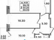 2-комнатная квартира, 49 м², 3/4 эт. Санкт-Петербург