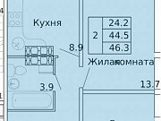 2-комнатная квартира, 46 м², 5/16 эт. Киров