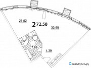 2-комнатная квартира, 72 м², 2/21 эт. Москва