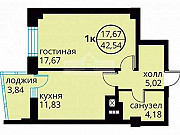 1-комнатная квартира, 42 м², 9/25 эт. Калининград