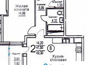 2-комнатная квартира, 49 м², 21/25 эт. Воронеж