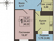 1-комнатная квартира, 38 м², 16/24 эт. Казань
