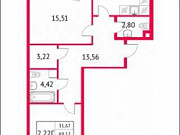 2-комнатная квартира, 71 м², 4/4 эт. Санкт-Петербург