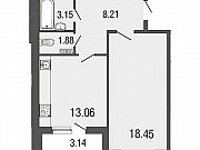 1-комнатная квартира, 44 м², 2/4 эт. Токсово