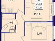 2-комнатная квартира, 47 м², 4/16 эт. Санкт-Петербург