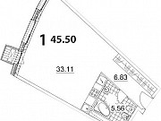 1-комнатная квартира, 45 м², 2/21 эт. Москва